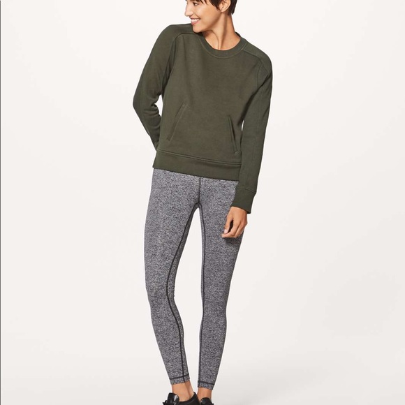 lululemon Press Pause Crew in Dark Olive, Size 12 - Picture 2 of 9